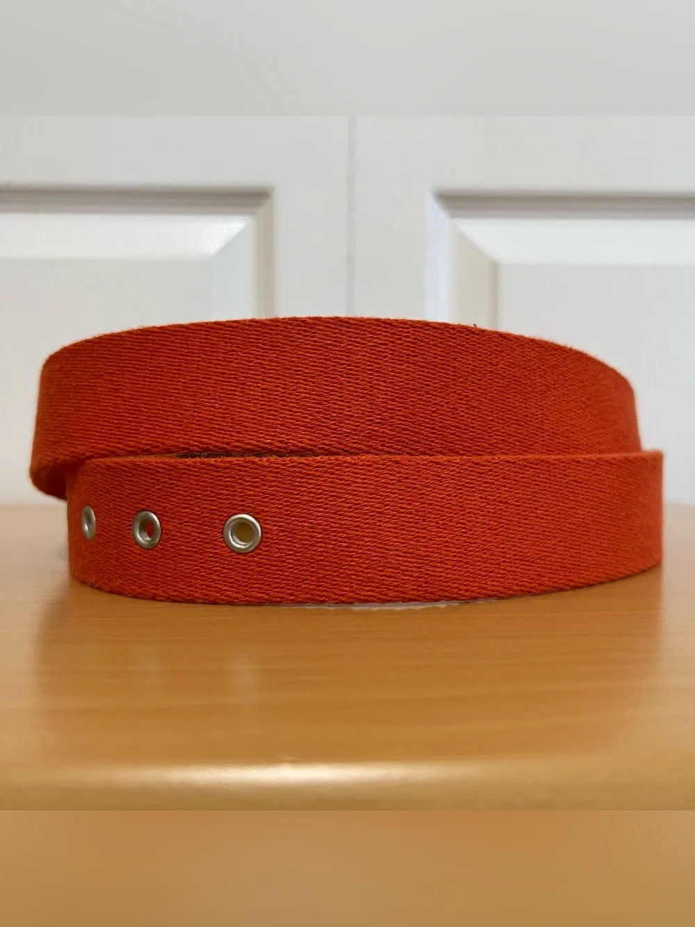 Vtg Rare Eddie Bauer Orange Canvas and Leather Surcingle Belt Size 44 England